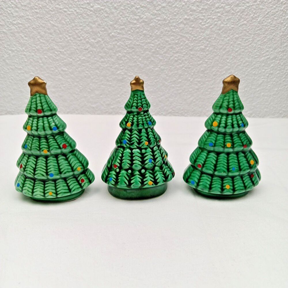 Vintage Ron Gordon Designs Christmas Tree Bell/Salt & Pepper 3-Piece 1984 Flaws